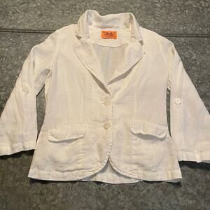 Vintage Juicy Couture Linen Blazer Sz 2 Y2K White Lightweight Jacket Shacket USA